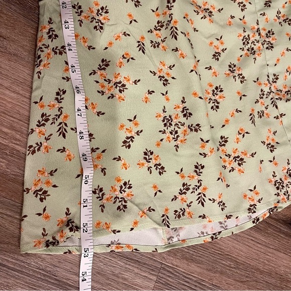 WAYF Rosalind Ditzy Floral Tie Front Midi Dress Women’s XL Green Coquette Brunch - Picture 9 of 10